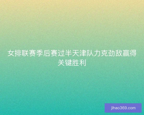 女排联赛季后赛过半天津队力克劲敌赢得关键胜利